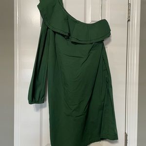 J. Crew One Sleeve Green Mini Dress